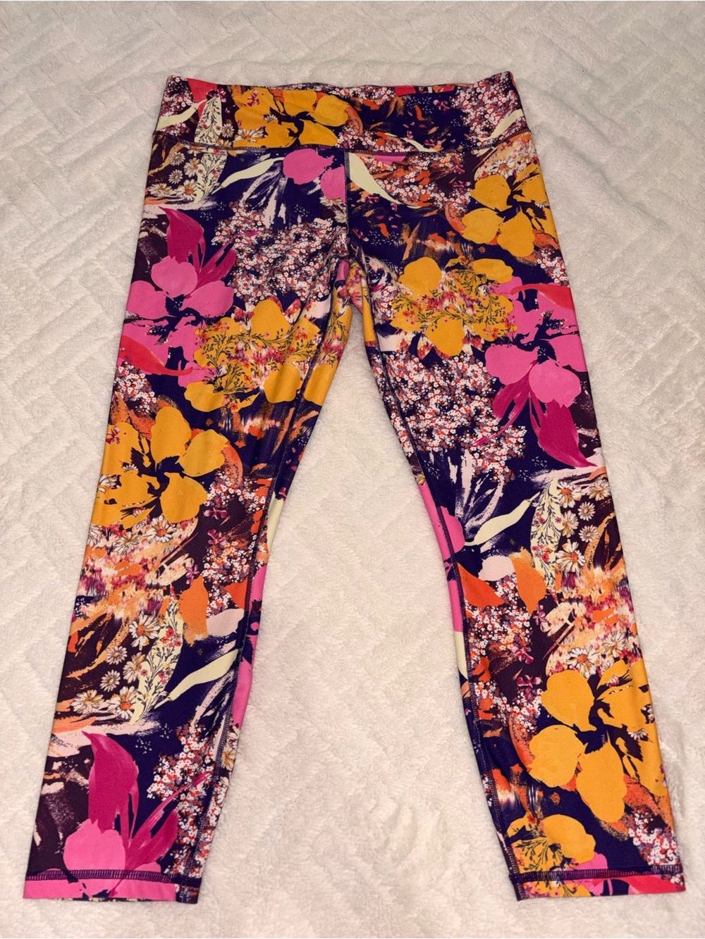 🌸 Fabletics Floral Active Leggings - Pink, Yellow & Purple